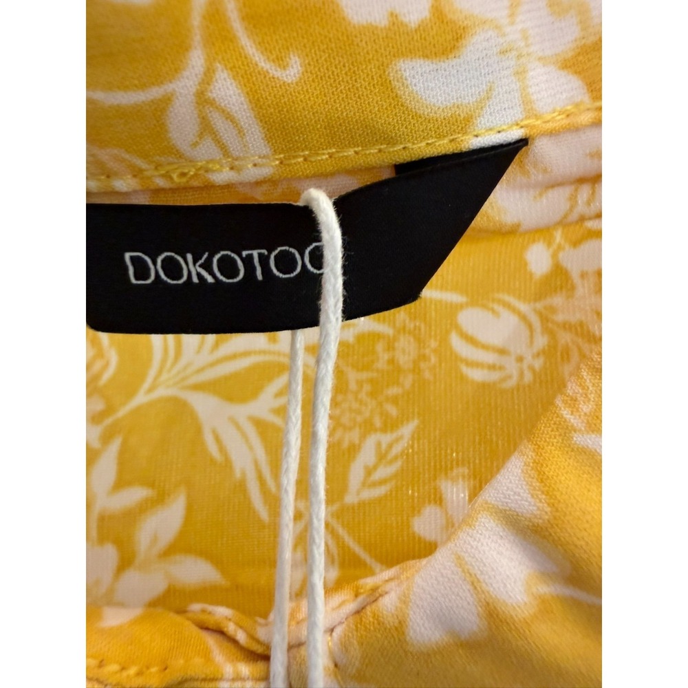 NWT Dokotoo XL Yellow White Long Sleeve Blouse Balloon Sleeve Smocked Cuffs - Picture 9 of 10